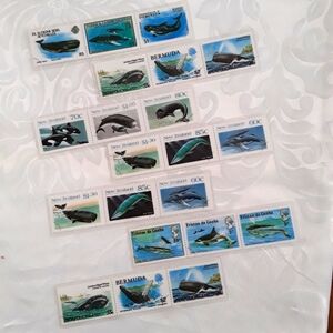 Postage Stamp Bookmarks Ocean Creatures (Set of Seven)